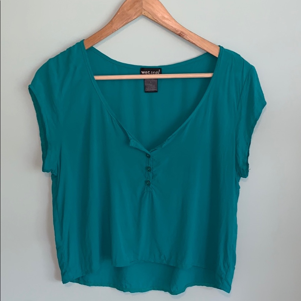 Wet Seal Teal Shirt with Buttons